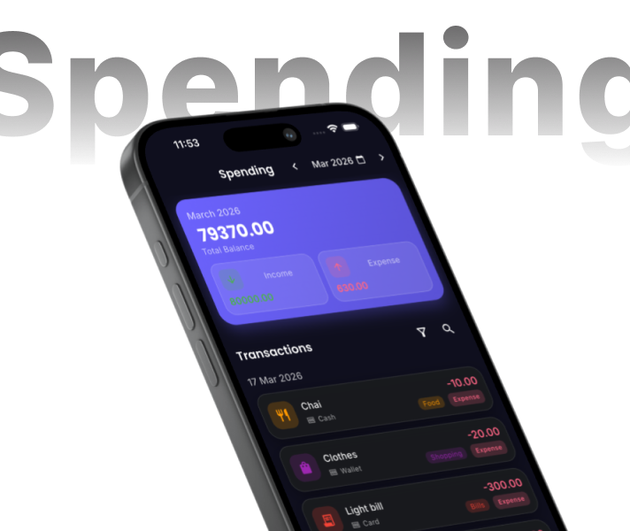 Spending Expense Tracker Mobile App Interface